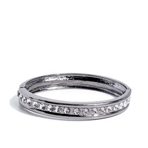 Paparazzi Silver Bracelet with Clear Gems Dangerously Defiant Fadhion Jewelry